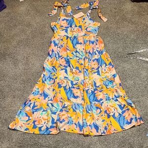 Floral Sleeveless Dress with Tie Straps